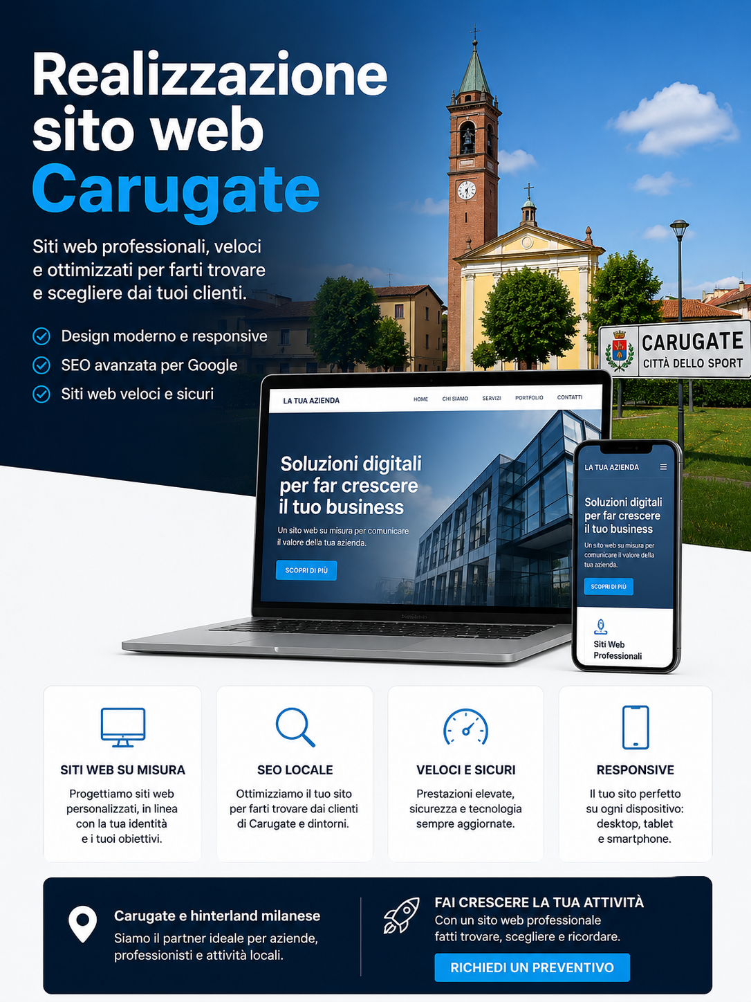 Realizzazione sito web Carugate con design moderno, SEO locale e sito responsive